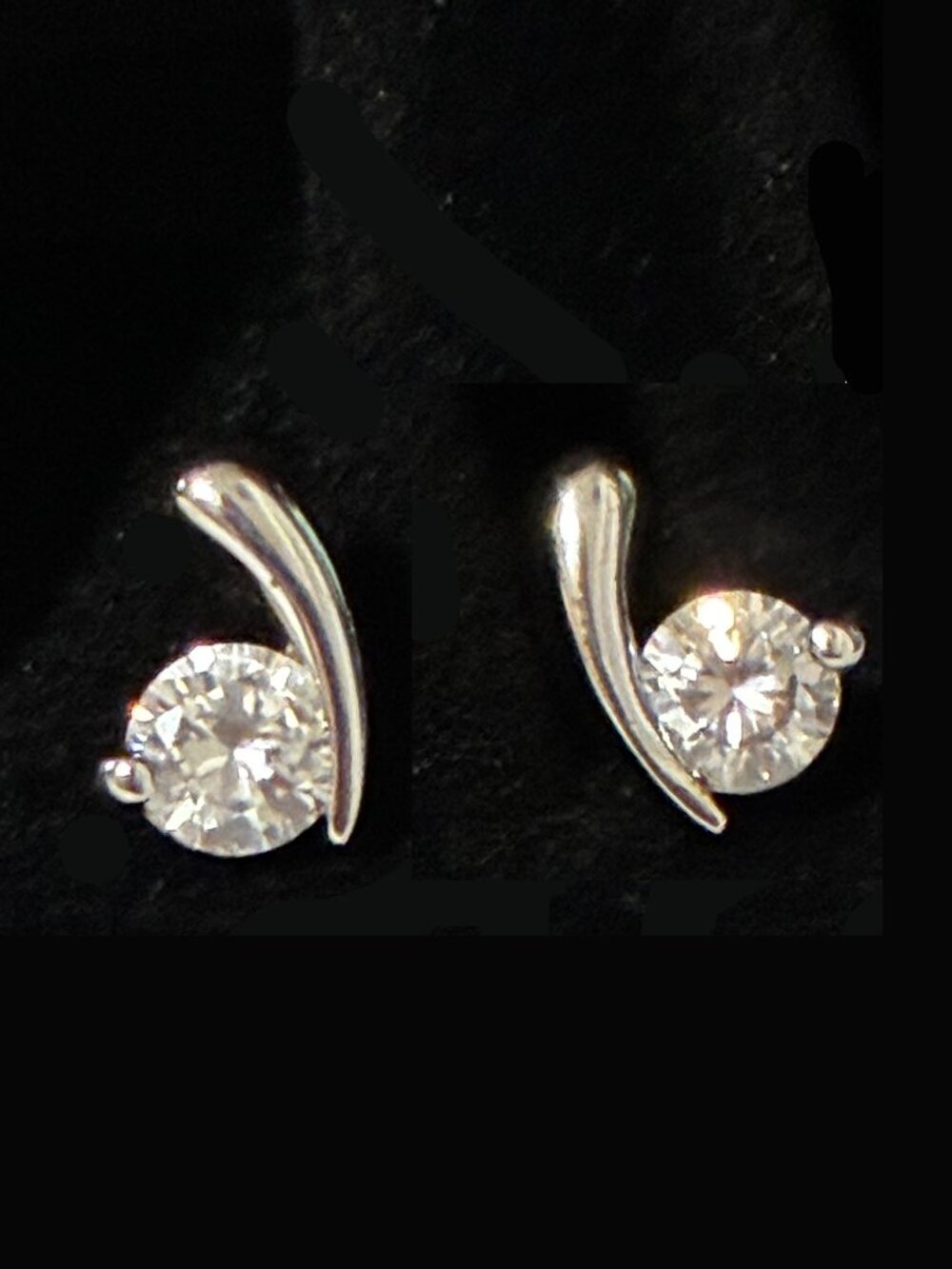 Swirl Design Post Earrings with 1/4 carat round Gemstone